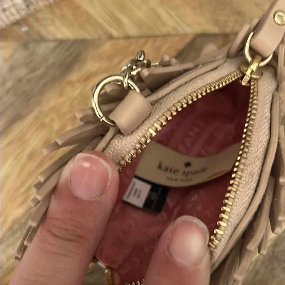 kate spade tan and Gold Hedgehog Key chain/coin pouch